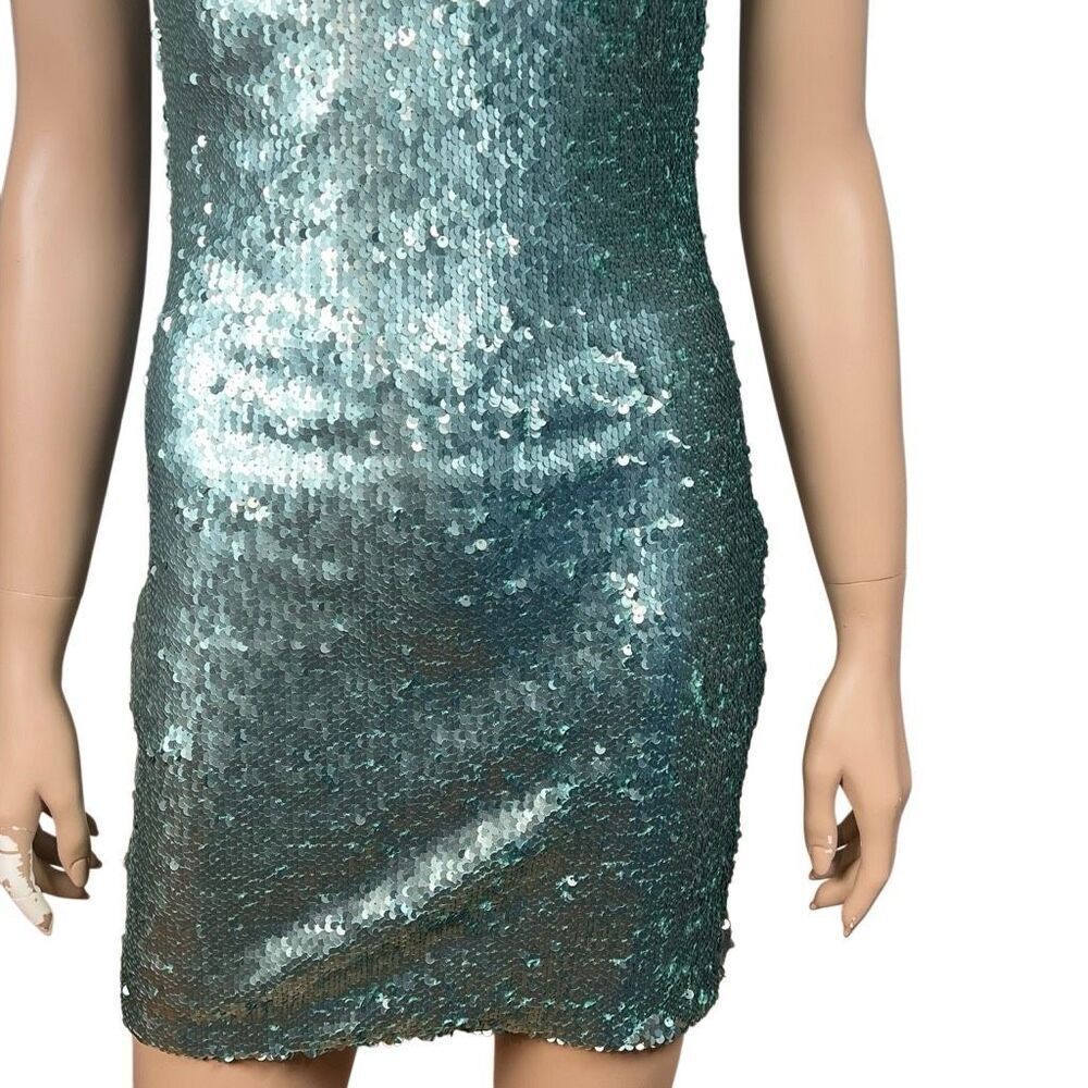 Zara Basic Collection Green Sequin Mini Dress Xs … - image 3